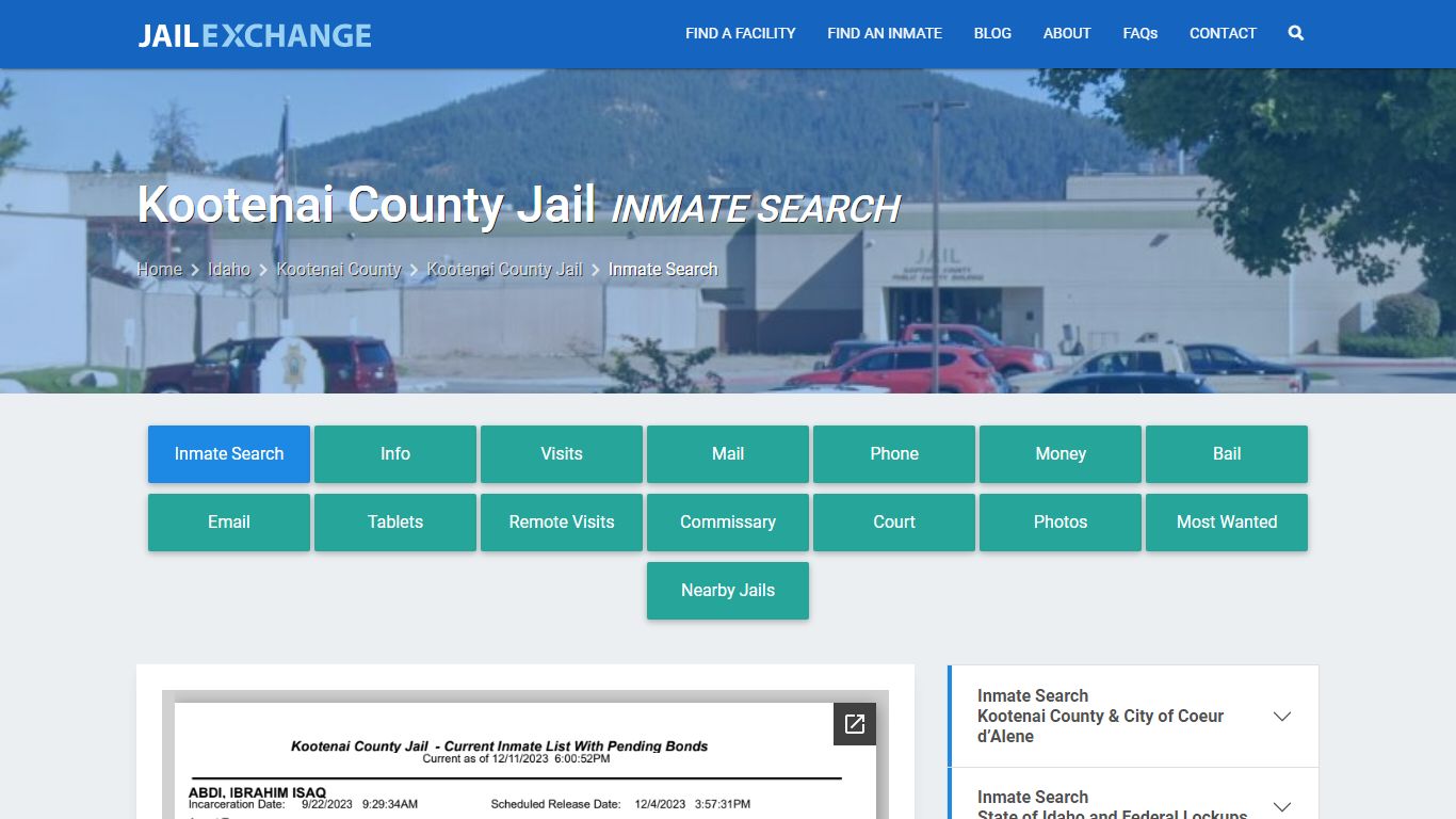 Inmate Search: Roster & Mugshots - Kootenai County Jail, ID